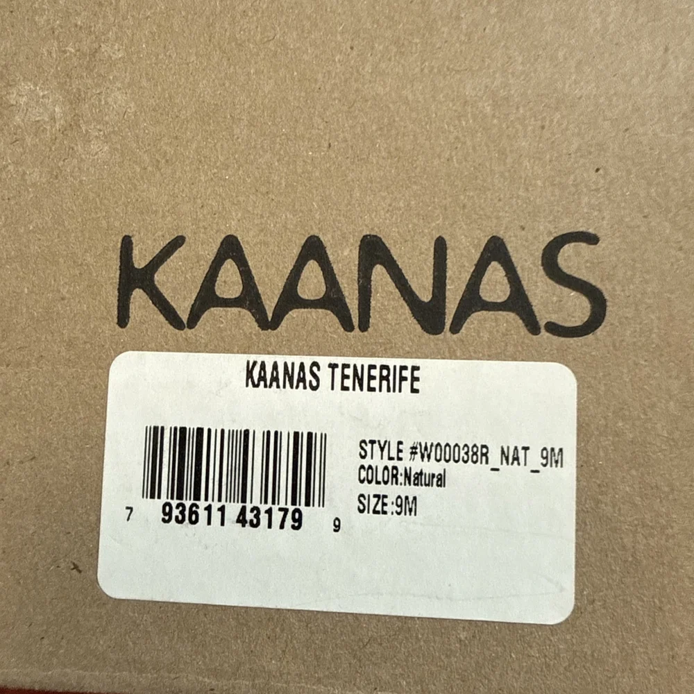Kaanas Tenerife Wedge Sandal Beige Raffia Size 9 Medium NWT
